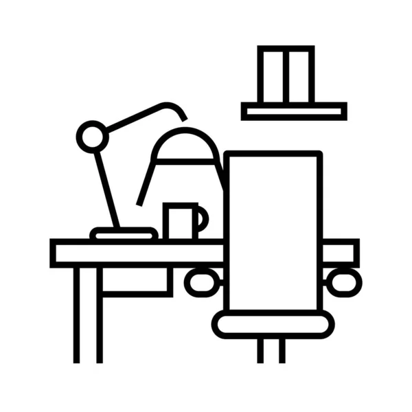 Icône de ligne d'espace de bureau, signe conceptuel, illustration vectorielle de contour, symbole linéaire . — Image vectorielle