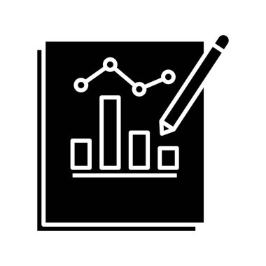 Bilgi grafiklerinin düzenlenmesi siyah simge, konsept illüstrasyon, vektör düz sembol, kabartma işareti.