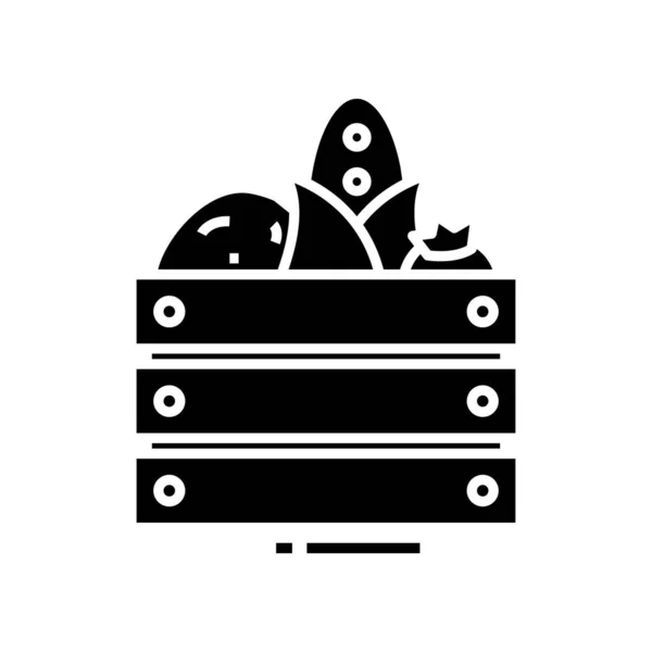 Warzywa domowe czarna ikona, ilustracja koncepcyjna, wektor płaski symbol, znak glifa. — Wektor stockowy