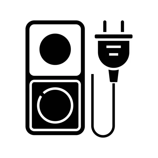 Electricial enchufes icono negro, concepto de ilustración, vector de símbolo plano, signo de glifo . — Vector de stock