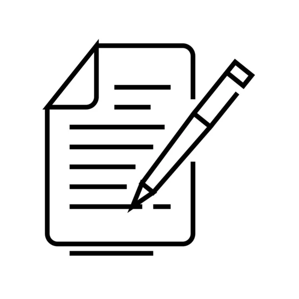 Note by pen line icon, 컨셉트 사인 , outline vector illustration, linear symbol. — 스톡 벡터