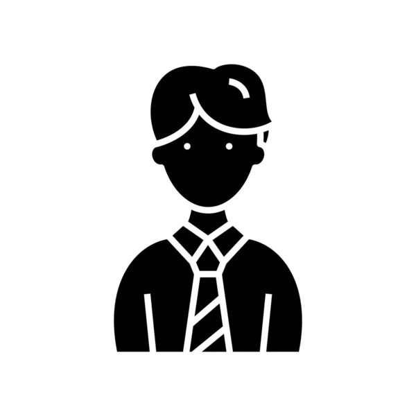 Czarna ikona pracownika, ilustracja koncepcyjna, wektor płaski symbol, znak glifa. — Wektor stockowy