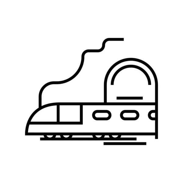 Línea de tren de montaña icono, signo de concepto, esquema vector ilustración, símbolo lineal . — Vector de stock