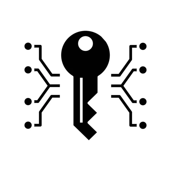 Elektronisch wachtwoord zwart pictogram, concept illustratie, vector plat symbool, teken van de hiërogliefen. — Stockvector