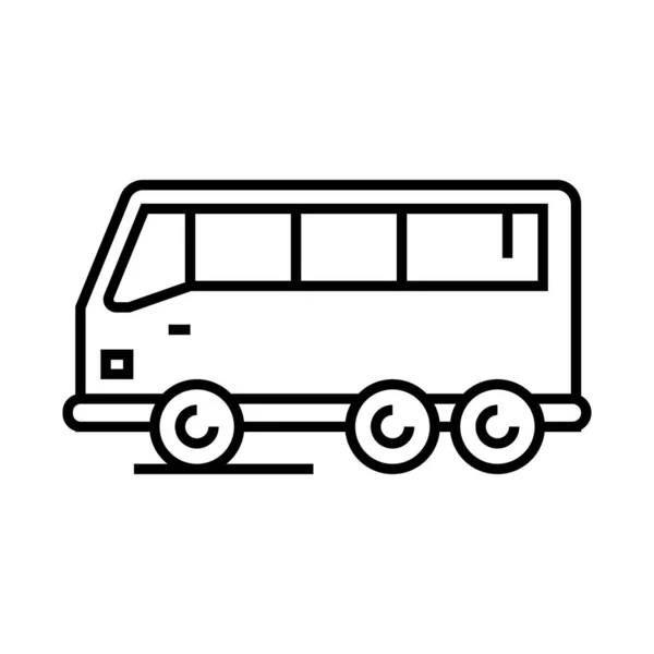 Icona della linea di autobus a motore, segno concettuale, illustrazione vettoriale di contorno, simbolo lineare . — Vettoriale Stock