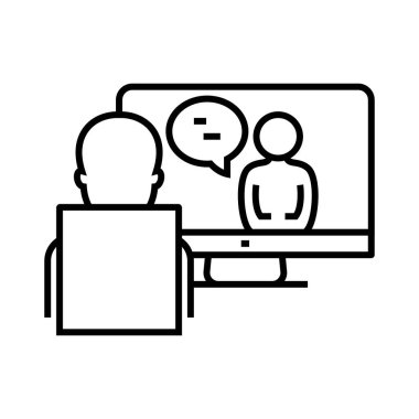 Online duscission line icon, concept sign, outline vector illustration, linear symbol.