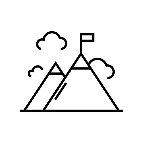 Icône ligne de crête de montagne, signe conceptuel, illustration vectorielle de contour, symbole linéaire . — Image vectorielle