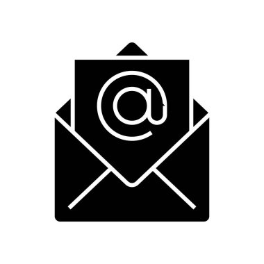E mail black icon, concept illustration, vector flat symbol, glyph sign.