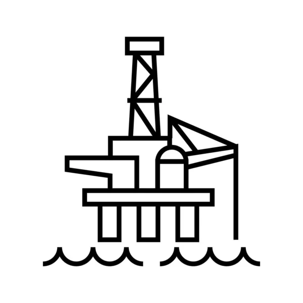 Значок линии нефтяной платформы, концептуальный знак, набросок векторной иллюстрации, линейный символ . — стоковый вектор