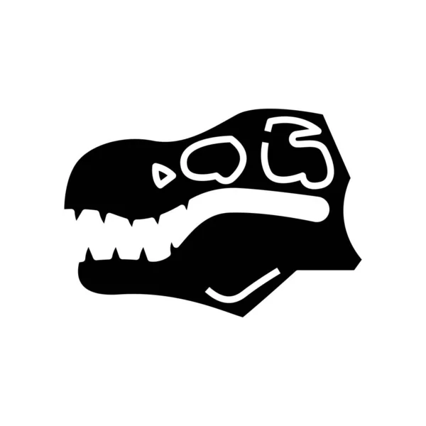 Teschio di dinosauro icona nera, illustrazione concettuale, simbolo piatto vettoriale, segno di glifo . — Vettoriale Stock