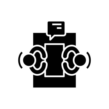 Discuss report black icon, concept illustration, vector flat symbol, glyph sign.