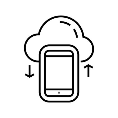 Mobile clouds line icon, concept sign, outline vector illustration, linear symbol.