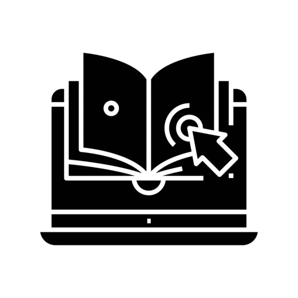 Electronic book black icon, concept illustration, vector flat symbol, glyph sign. — 图库矢量图片