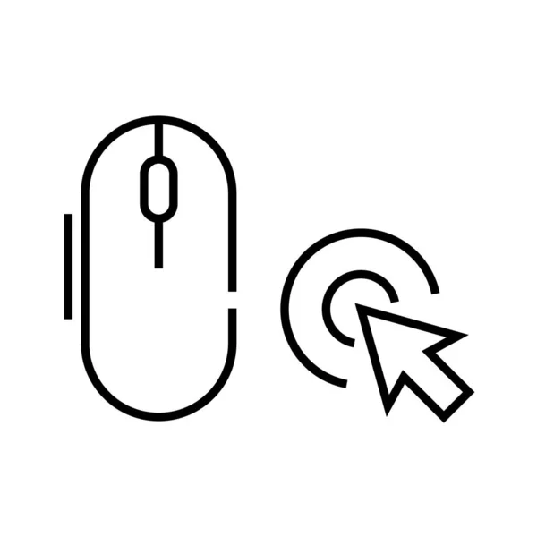 Souris cliquez sur l'icône de ligne, signe de concept, illustration vectorielle de contour, symbole linéaire . — Image vectorielle
