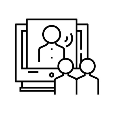 Online conference line icon, concept sign, outline vector illustration, linear symbol.