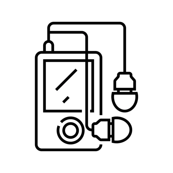 Icono de línea de dispositivo de música, signo de concepto, ilustración de vectores de esquema, símbolo lineal . — Vector de stock