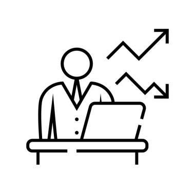 Online work line icon, concept sign, outline vector illustration, linear symbol.