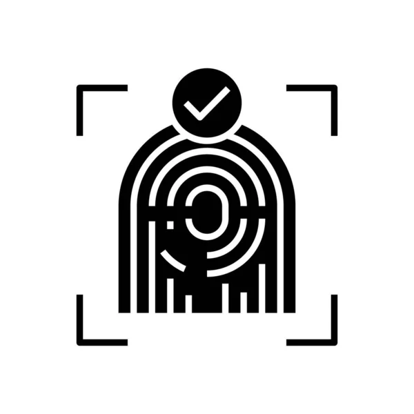 Electronic fingerprint black icon, concept illustration, vector flat symbol, glyph sign. — Stock vektor