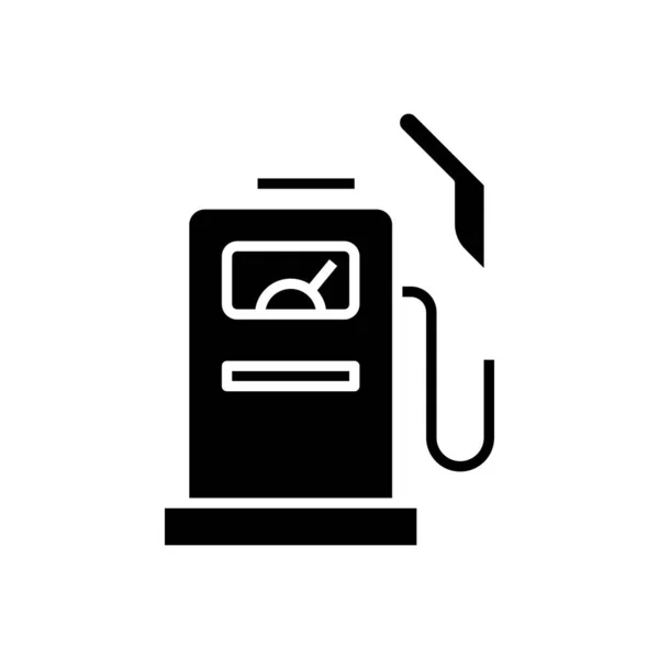 Gasolinera icono negro, concepto de ilustración, vector de símbolo plano, signo de glifo . — Vector de stock