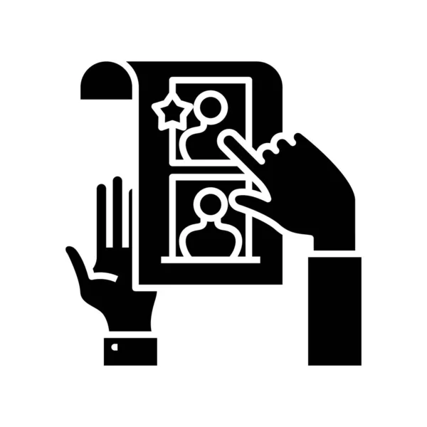 Obligaciones de los empleados icono negro, concepto de ilustración, vector símbolo plano, signo de glifo . Vector de stock