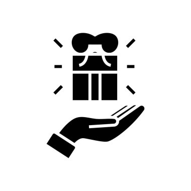 Gift black icon, concept illustration, vector flat symbol, glyph sign.