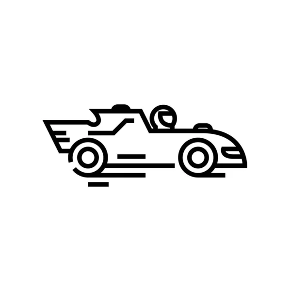 Ícone de linha de carro de corrida, sinal de conceito, ilustração de vetor de contorno, símbolo linear . — Vetor de Stock