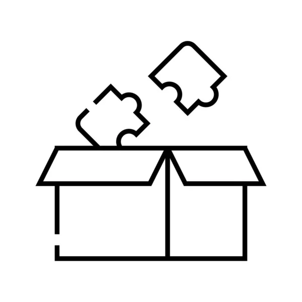 Ícone de linha de quebra-cabeça, sinal de conceito, ilustração do vetor de contorno, símbolo linear . —  Vetores de Stock
