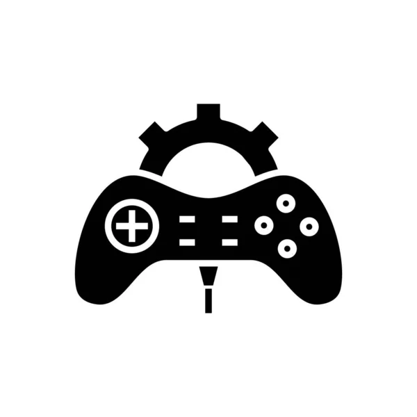 Черный значок игрового устройства, концептуальная иллюстрация, векторный плоский символ, знак знака . — стоковый вектор