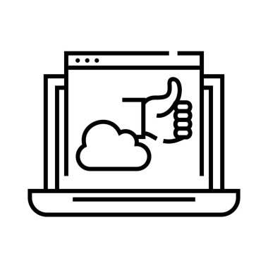 Quality cloud work line icon, concept sign, outline vector illustration, linear symbol.