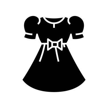 Girl dress black icon, concept illustration, vector flat symbol, glyph sign.