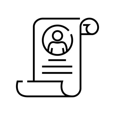 Profil çizgisi simgesi, kavram işareti, taslak vektör çizimi, doğrusal sembol.