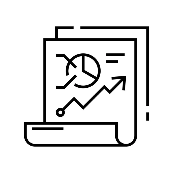 Icono de línea de perspectivas de informe, signo de concepto, ilustración de vector de esquema, símbolo lineal . — Archivo Imágenes Vectoriales