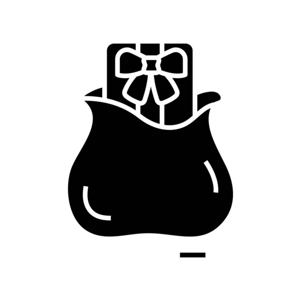 Gift bag black icon, concept illustration, vector flat symbol, glyph sign. — Stock Vector