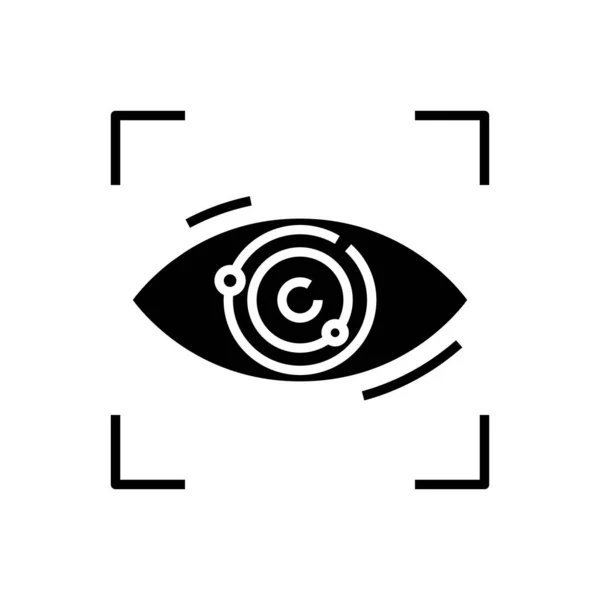 Folgendes Auge schwarzes Symbol, Konzept Illustration, Vektor flaches Symbol, Glyphen-Zeichen. — Stockvektor