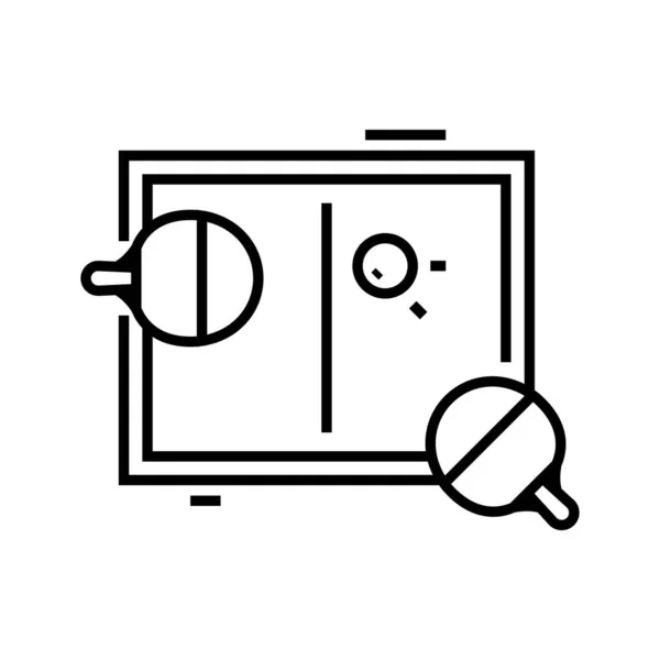 Icono de línea de ping pong, signo de concepto, ilustración de vectores de contorno, símbolo lineal . — Archivo Imágenes Vectoriales