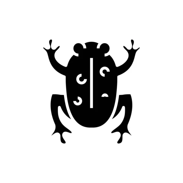 Лягушка эксперимент черный значок, концепт-иллюстрация, векторный плоский символ, знак знака . — стоковый вектор