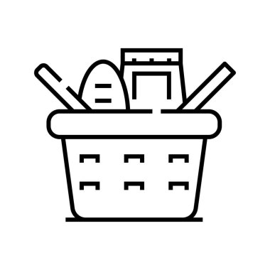 Product basket line icon, concept sign, outline vector illustration, linear symbol.