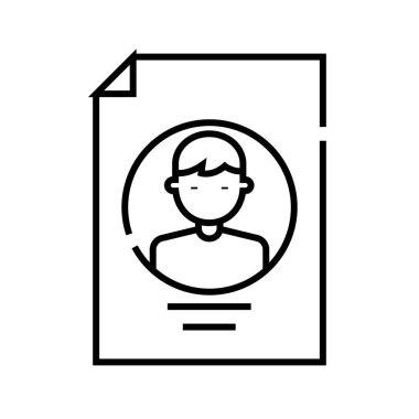 Profil çizgisi simgesi, kavram işareti, taslak vektör çizimi, doğrusal sembol.