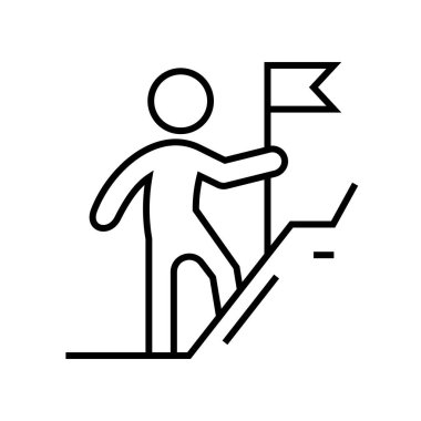 İlerleme çizgisi simgesi, kavram işareti, taslak vektör çizimi, doğrusal sembol.