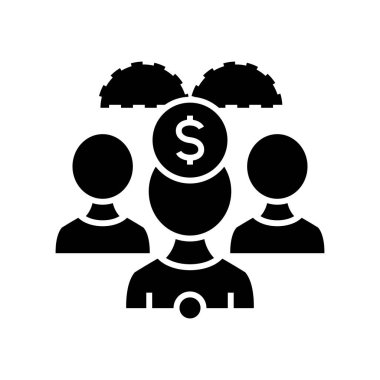 Dividing incomes black icon, concept illustration, vector flat symbol, glyph sign.