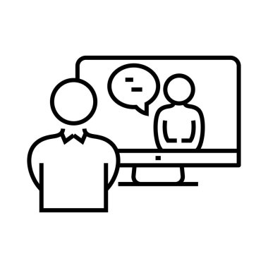 Online meeting line icon, concept sign, outline vector illustration, linear symbol.