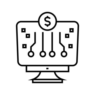 Para tasarruf çizgisi simgesi, kavram işareti, özet vektör çizimi, doğrusal sembol.