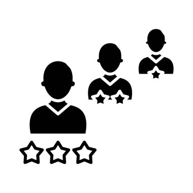 Employee rating black icon, concept illustration, vector flat symbol, glyph sign.
