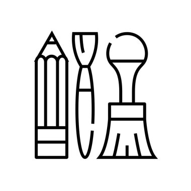 Paint tools line icon, concept sign, outline vector illustration, linear symbol.