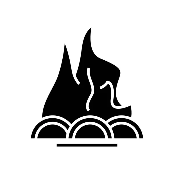 Firewood black icon, concept illustration, vector flat symbol, glyph sign. — Stock Vector