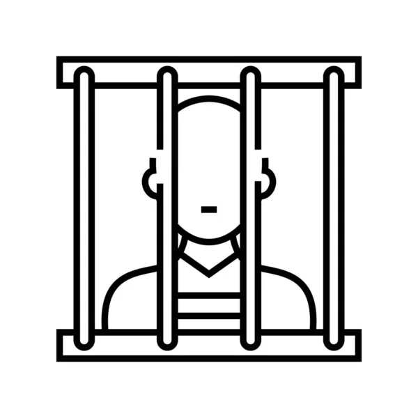 Ícone da linha do prisioneiro, sinal do conceito, ilustração do vetor do esboço, símbolo linear . — Vetor de Stock
