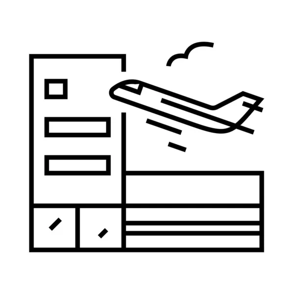 Plane takeoff line icon, concept sign, outline vector illustration, linear symbol. — Stockvector