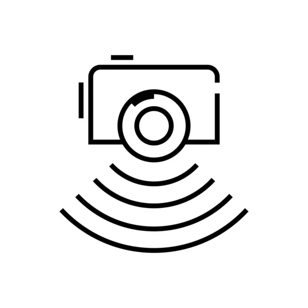 Photo report line icon, concept sign, outline vector illustration, linear symbol. — ストックベクタ