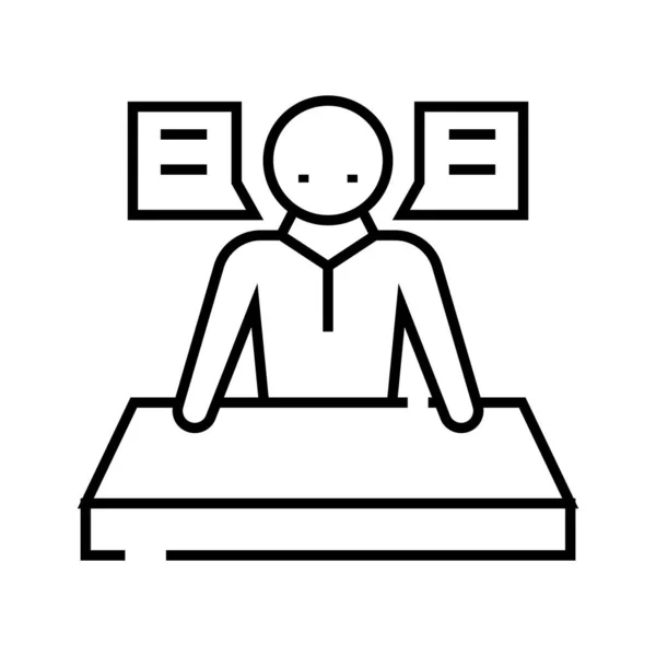 Responsible worker line icon, concept sign, outline vector illustration, linear symbol. — ストックベクタ