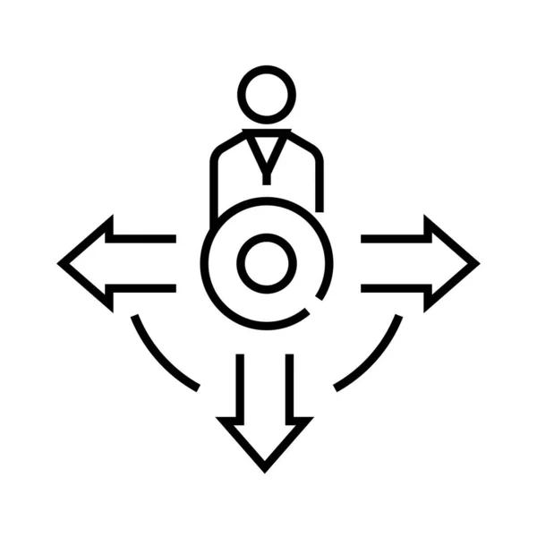 Víceřádková ikona pozice, koncept, obrysová vektorová ilustrace, lineární symbol. — Stockový vektor